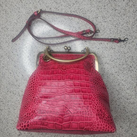 Patricia Nash 10th Anniversary Novella Kiss Clasp Pink Croc Crossbody Handbag - Picture 16 of 16